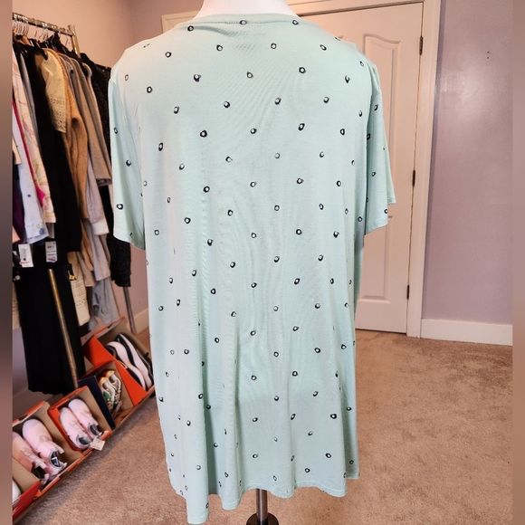 Alfani mint green crew neck dot pattern top tee 2X - Picture 3 of 7
